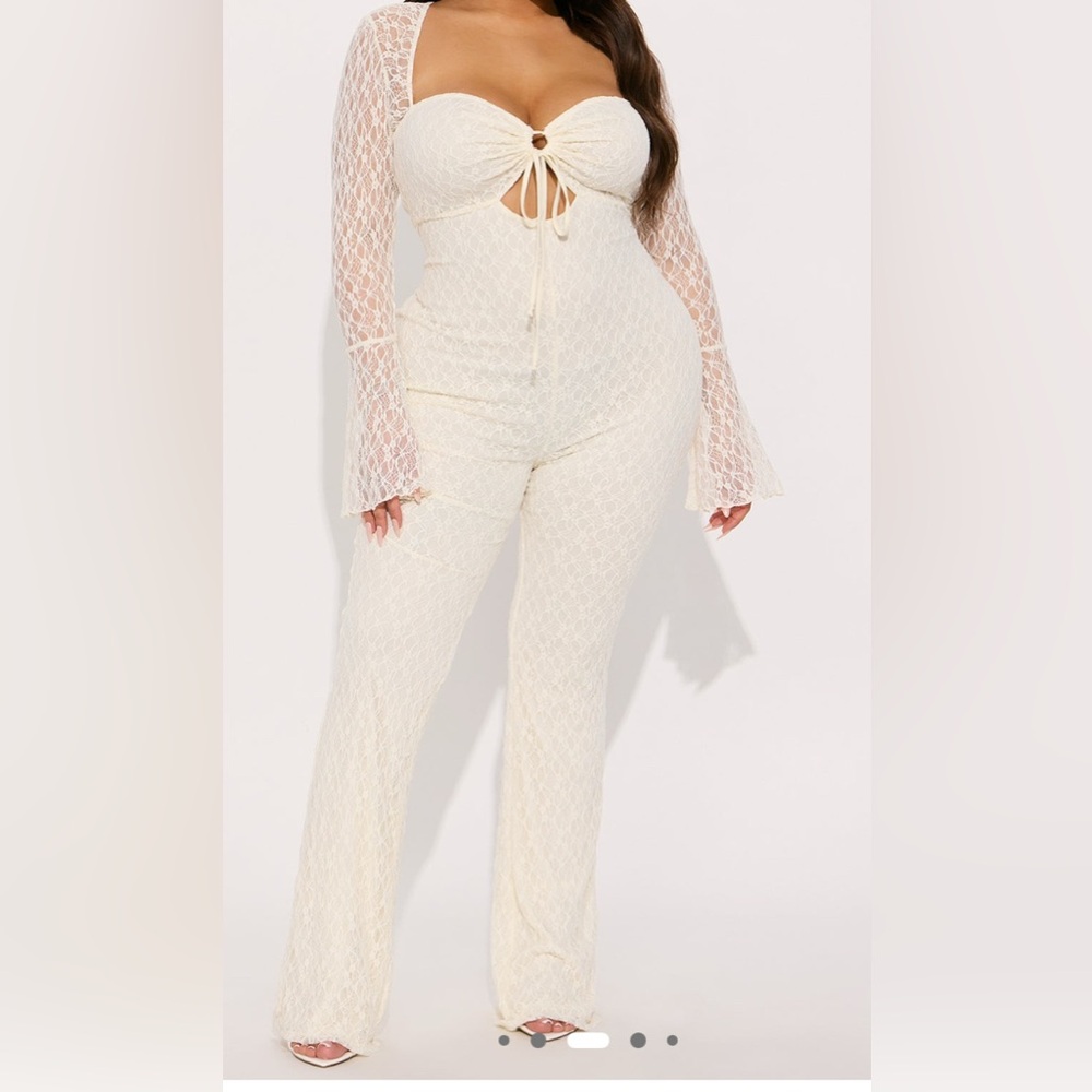 Fashion Nova Cream Lace Jumpsuit